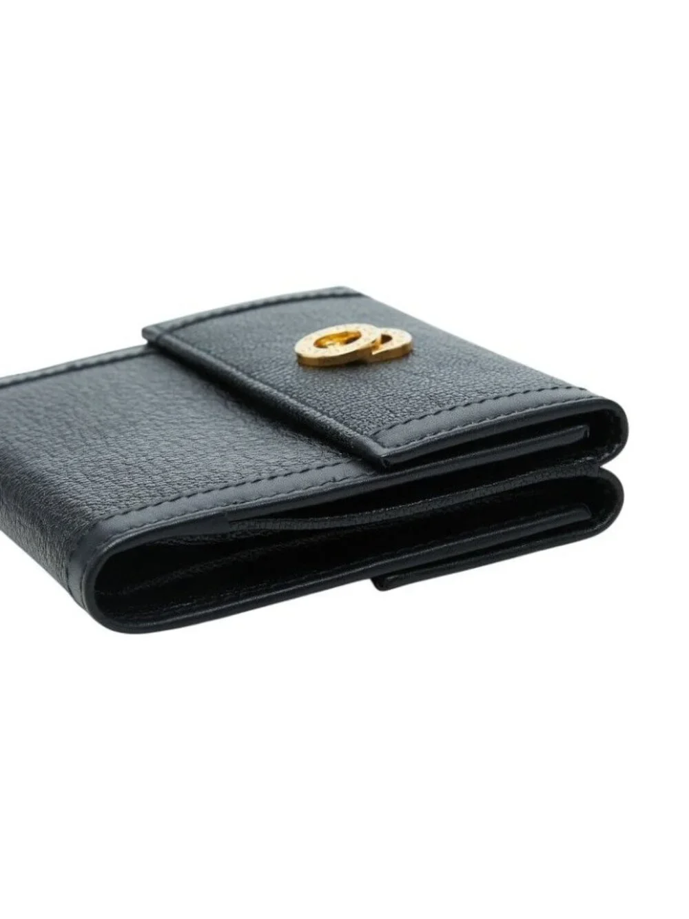 Bvlgari Doppiotondo Trifold Wallet Hook Black Leather